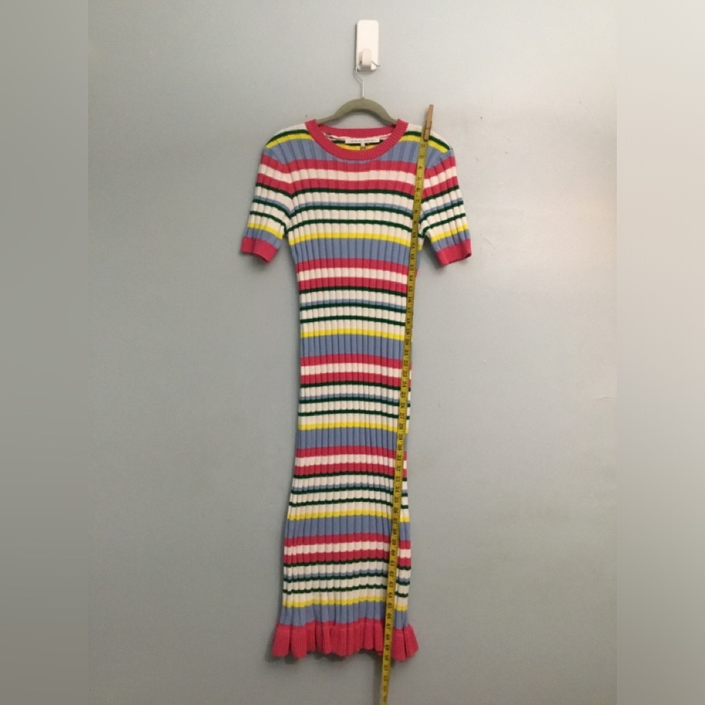 Striped Rib Knit Midi Dress - Pink Multi